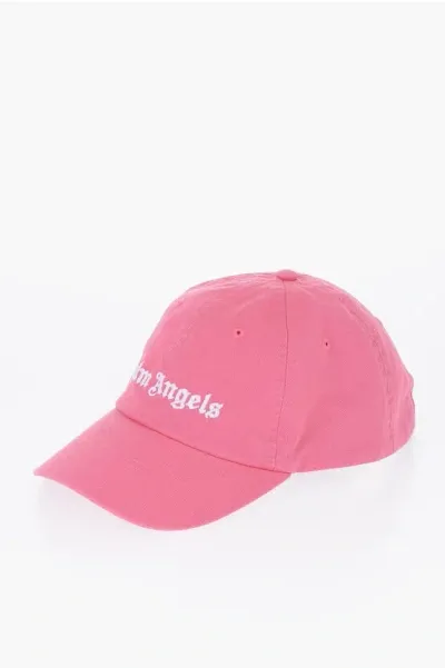 Palm Angels Cotton Twill Cap With Logo In Pink