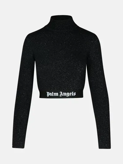 Palm Angels Kids' Crop Top In Black Viscose Blend