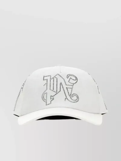 Palm Angels Pa Milano Rhinestoned Baseball Cap In Offwhite