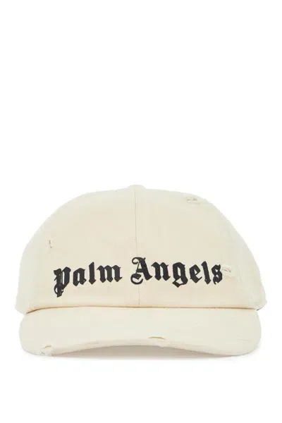 Palm Angels Distressed Baseball Cap With Logo In Neutro