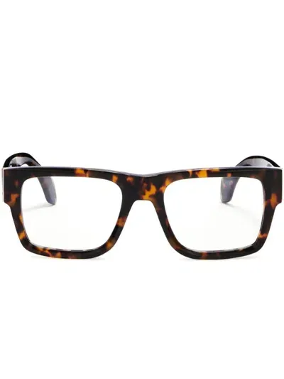 Palm Angels Eyewear Tortoiseshell Rectangle-frame Glasses In Brown