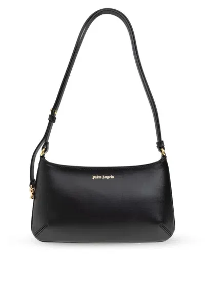 Palm Angels Georgina Logo Printed Zipped Shoulder Bag In Black