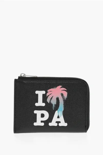 Palm Angels I Love Pa Zipped Card Holder Black Multi