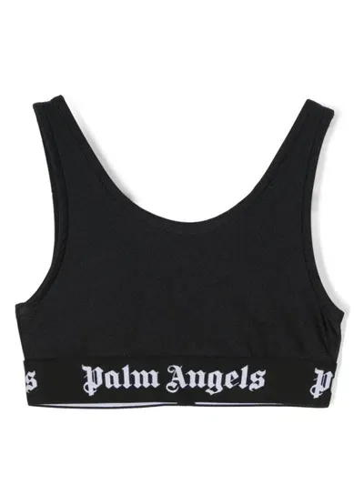 Palm Angels Logo-underband Crop Top In Black