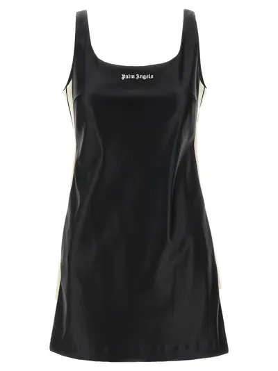 Palm Angels Leather Effect Track Dresses White/black