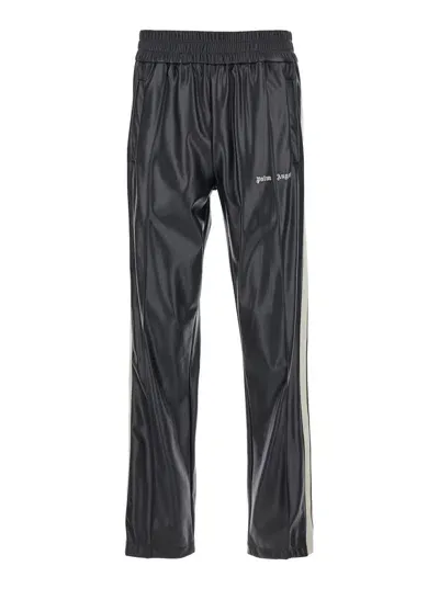 Palm Angels Leather Effect Track Pants In Black