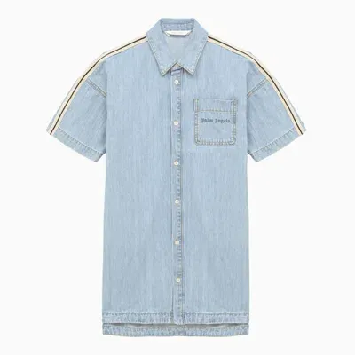 Palm Angels Kids'  Light Blue Denim Dress With Logo