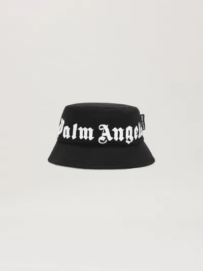 Palm Angels Logo Bucket Hat In Black