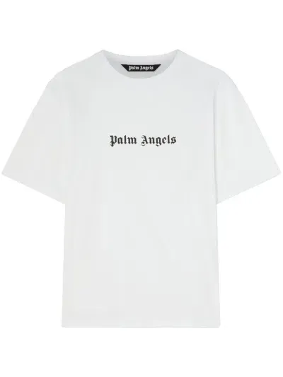 Palm Angels Logo Cotton T Shirt In White