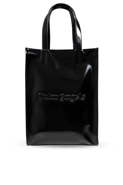 Palm Angels Logo Debossed Open Top Tote Bag In Black