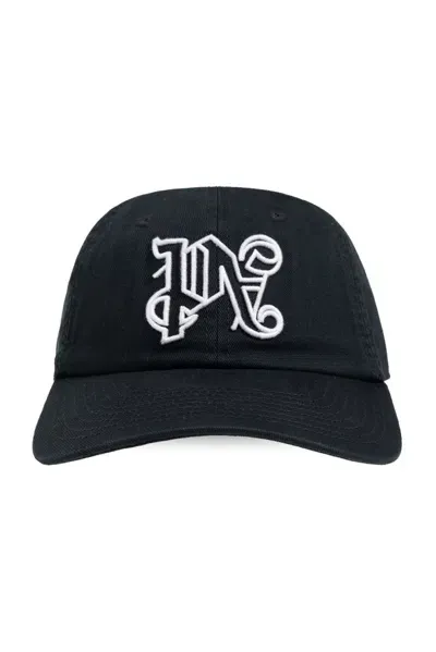 Palm Angels Logo Embroidered Baseball Cap In Black