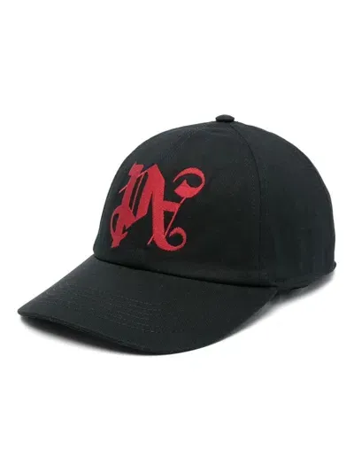 Palm Angels Logo-embroidered Cotton Baseball Cap In Black