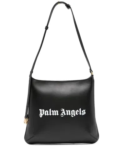 Palm Angels Logo Leather Giorgina Large Bags In Black