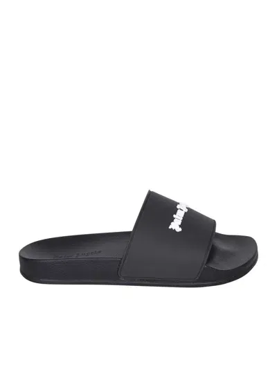 Palm Angels Logo-embossed Slides In Black