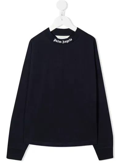 Palm Angels Logo-print Cotton Sweatshirt In Blau