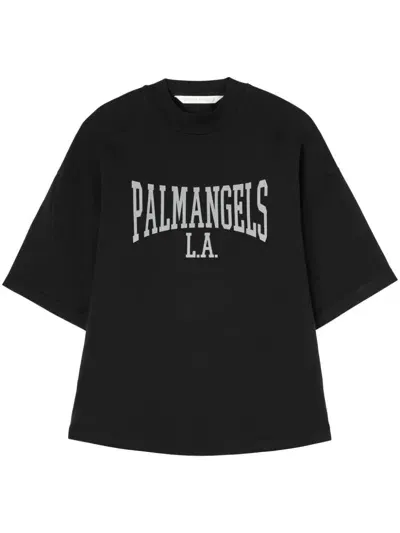 Palm Angels Logo-print Cotton T-shirt In Black