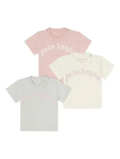 Palm Angels Babies' Logo-print Cotton T-shirts (set Of Two) In Pink