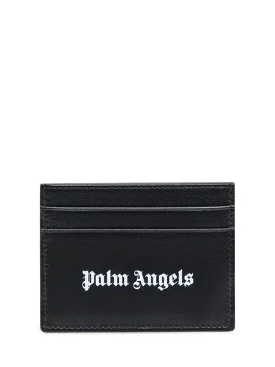 Palm Angels Logo Printed Card Holder In Black