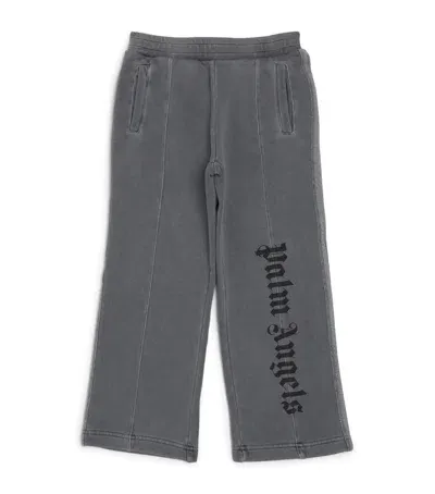 Palm Angels Kids' Logo Wide-leg Sweatpants In Grey