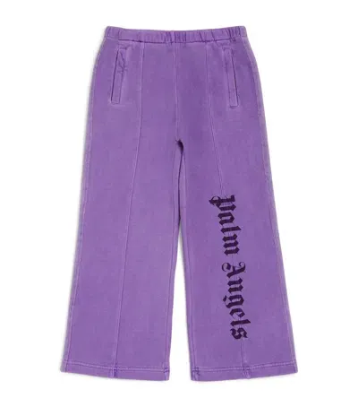 Palm Angels Kids' Logo Wide-leg Sweatpants In Purple