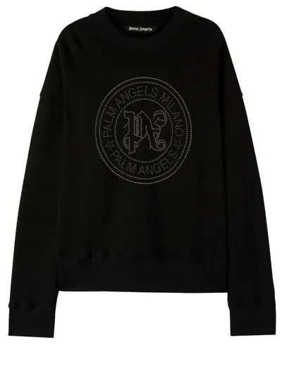 Palm Angels Men's Milan Crewneck Sweat In Nero