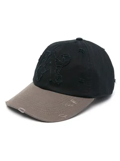 Palm Angels Men Ripped Pa Monogram Cap In 1106 Anthracite