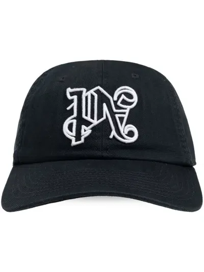 Palm Angels Monogram Baseball Cap In Black