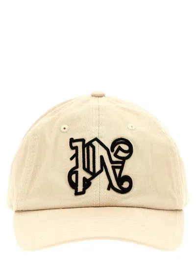 Palm Angels 'monogram' Cap In Beige