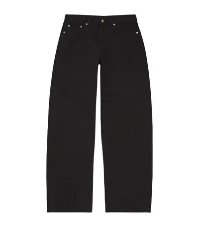 Palm Angels Monogram Loose Fit Denim Pants In Black