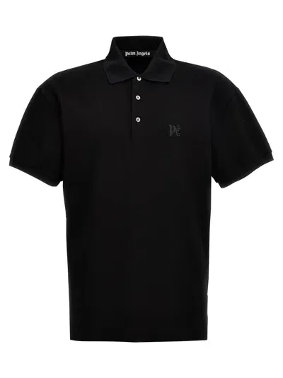 Palm Angels 'monogram' Polo Shirt In Black