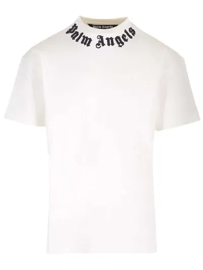 Palm Angels Neck Logo T-shirt In White