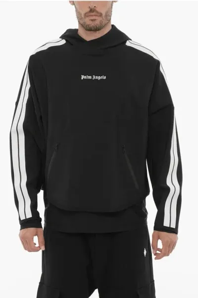 Palm Angels Nylon Active Hoodie In Black