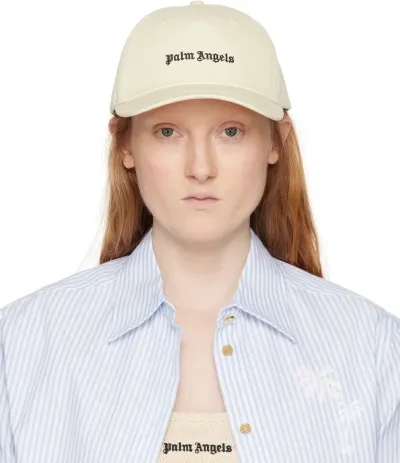 Palm Angels Classic Logo Cotton Baseball Cap In Neutro