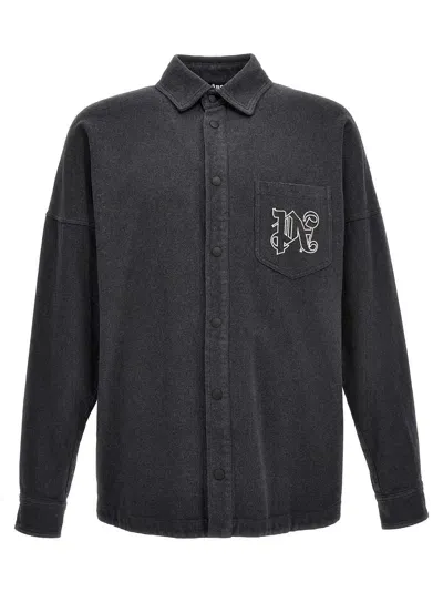 Palm Angels Pa Monogram Overshirt In Grey