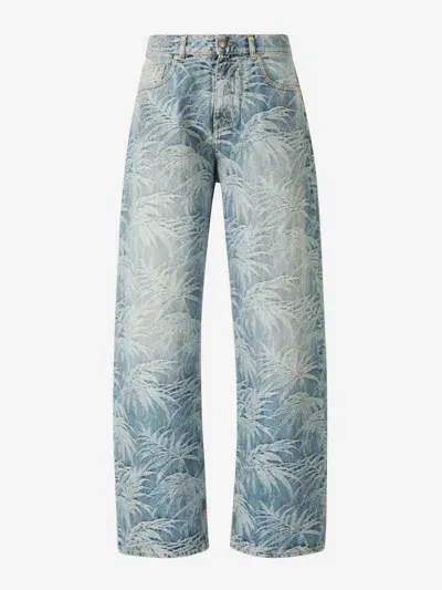 Palm Angels Palm Motif Jeans In Blau