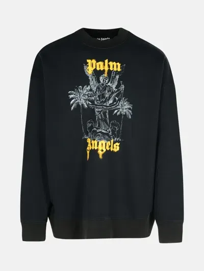 Palm Angels 'palms Pencil' Black Cotton Sweatshirt