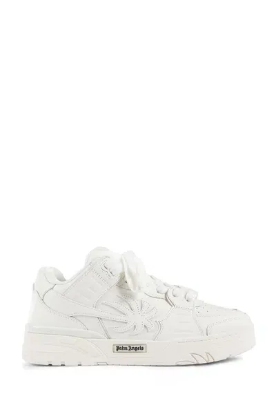 Palm Angels Panelled Leather Lace-up Sneakers In White