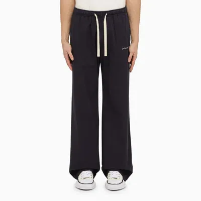 Palm Angels Navy Blue Cotton Trousers With Logo