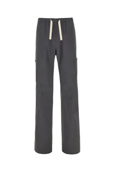 Palm Angels Dark Grey Stretch Polyester Blend Pants In Grigio