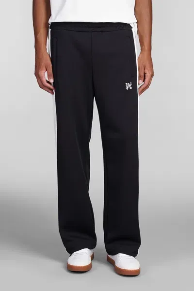 Palm Angels Pants In Black Polyester In Black,off,white