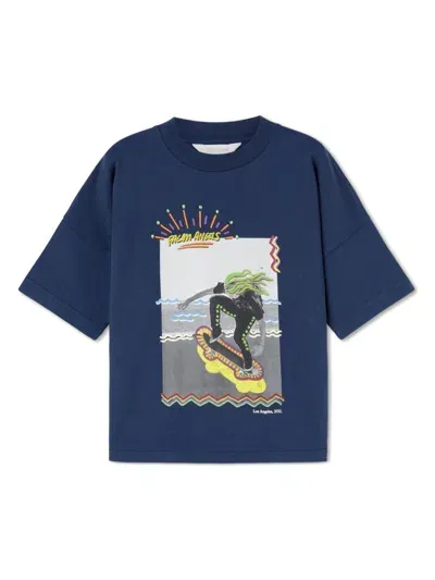 Palm Angels Photograph-print Cotton T-shirt In Blau