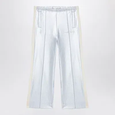 Palm Angels Kids' Silver Trousers With Logo In Grey