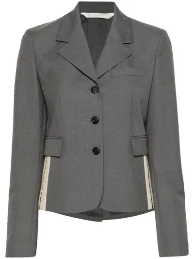 Palm Angels Single-breasted Wool Blend Blazer In Grey