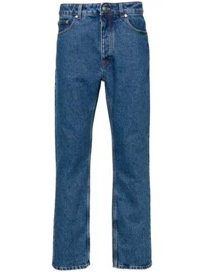 Palm Angels Straight Monogram Jeans In Blue