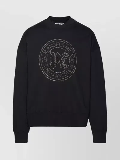 Palm Angels 'stud Milano' Cotton Sweatshirt In Black