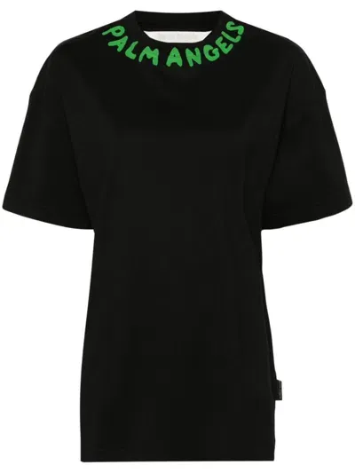 Palm Angels Logo-print Cotton T-shirt In Black  