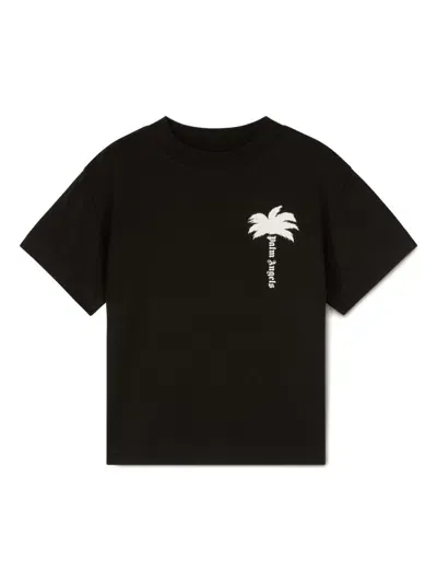 Palm Angels Kids' The Palm Cotton T-shirt In Black