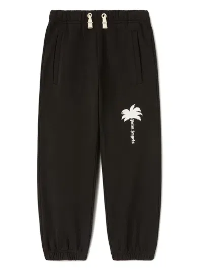 Palm Angels Kids' The Palm Cotton Track Pants In Black