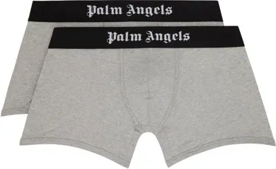 Palm Angels Two-pack Gray '' Boxer Briefs In Melange Grey