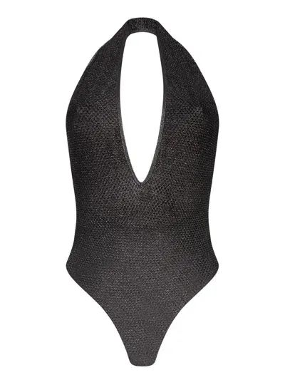 Palm Angels V-neck Black Gold Bodysuit